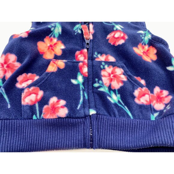 Carter’s Infant Girl Fleece Zip up Floral Hoodie Vest Jacket 6 Months Soft - Picture 5 of 6